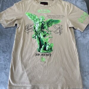 No Mercy T Shirt Tan Short Sleeve Men's Size Small Graphic Logo Crew Neck